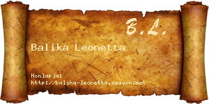 Balika Leonetta névjegykártya